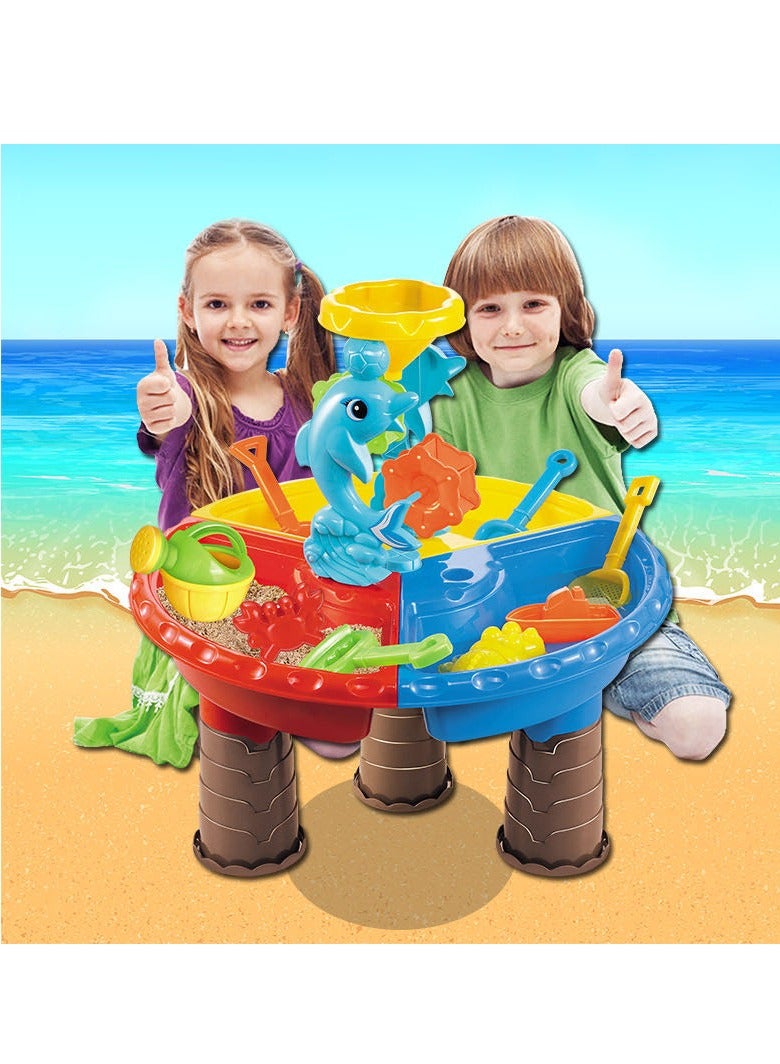 Plastic Kids Outdoor Playset Activity Sand And Water  BeachTable Game Playing Set .