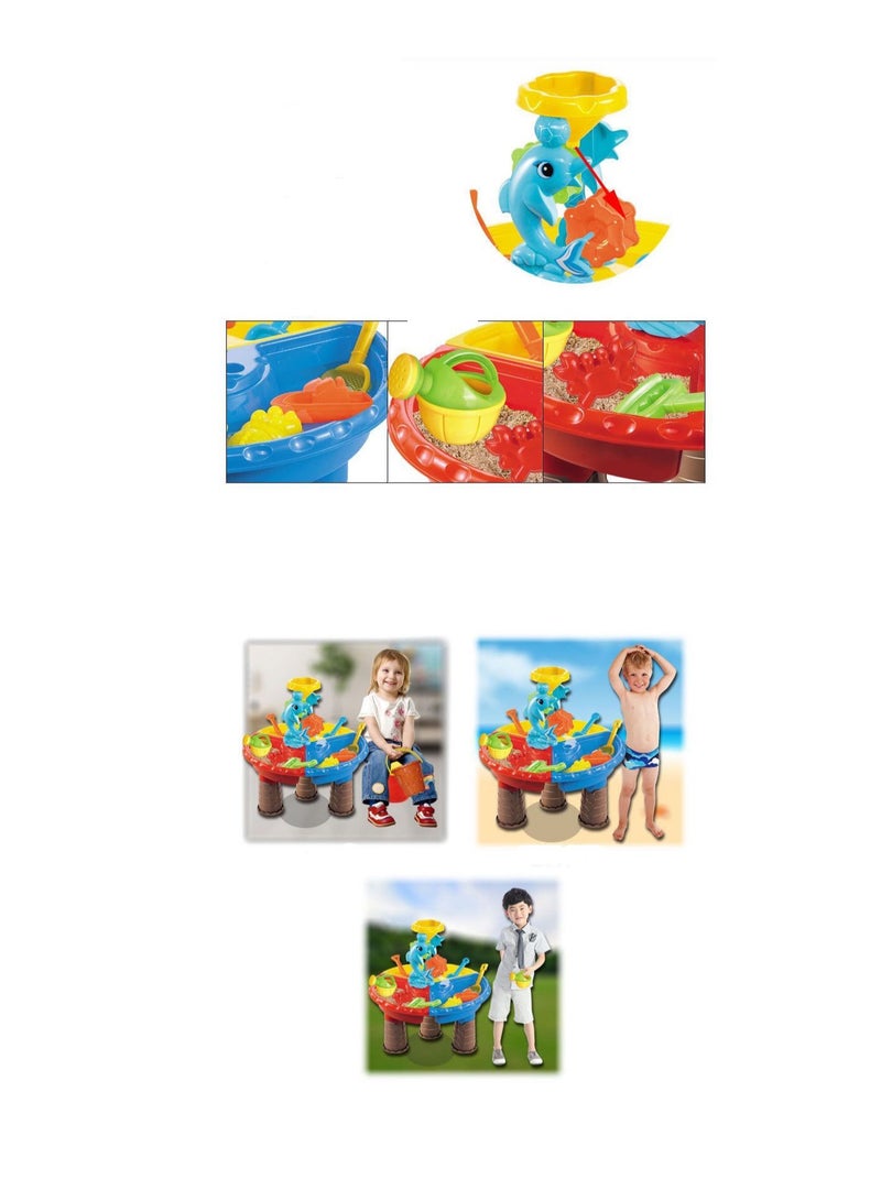 Plastic Kids Outdoor Playset Activity Sand And Water  BeachTable Game Playing Set .