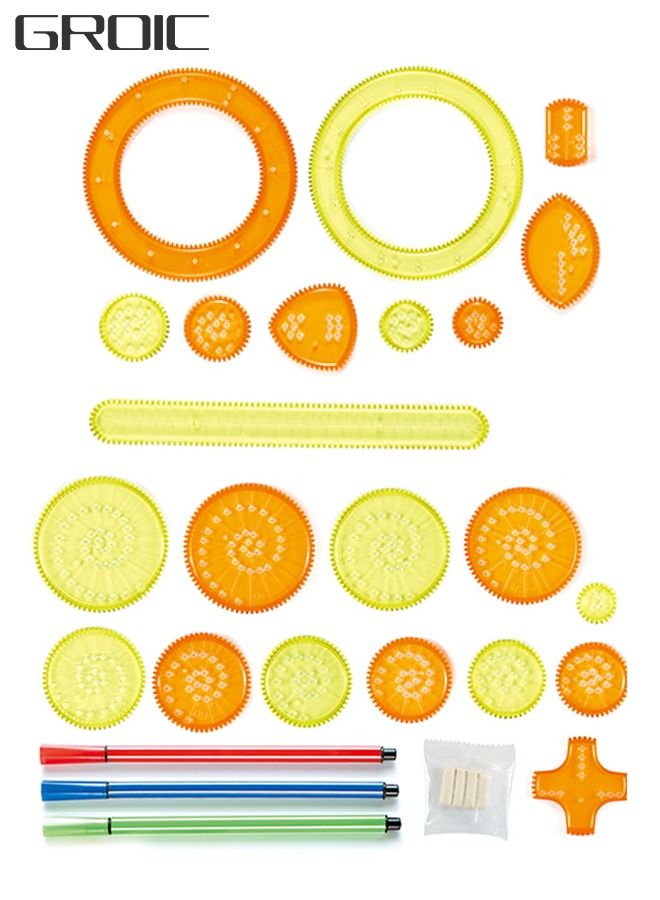 27 Pieces Spirograph Design Set Classic Gear Design Kit