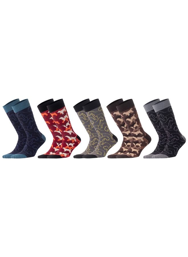 Biggdesign 5 Pairs Dogs Design Men Socks