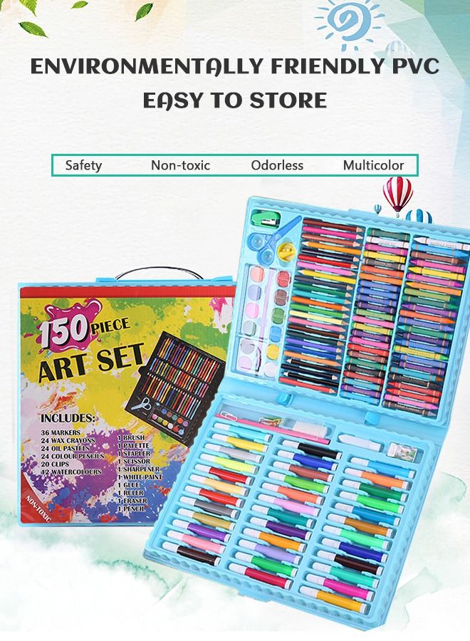 150 PCS Painting Set Includes board Colored Pencils Various Drawing Tools and 2Packs Cartoon Book