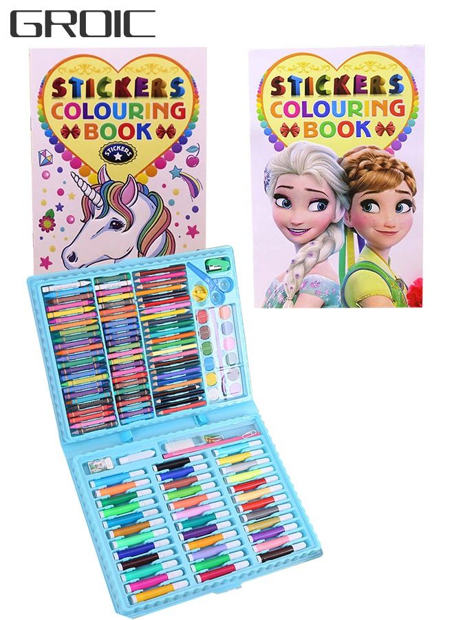 150 PCS Painting Set Includes board Colored Pencils Various Drawing Tools and 2Packs Cartoon Book