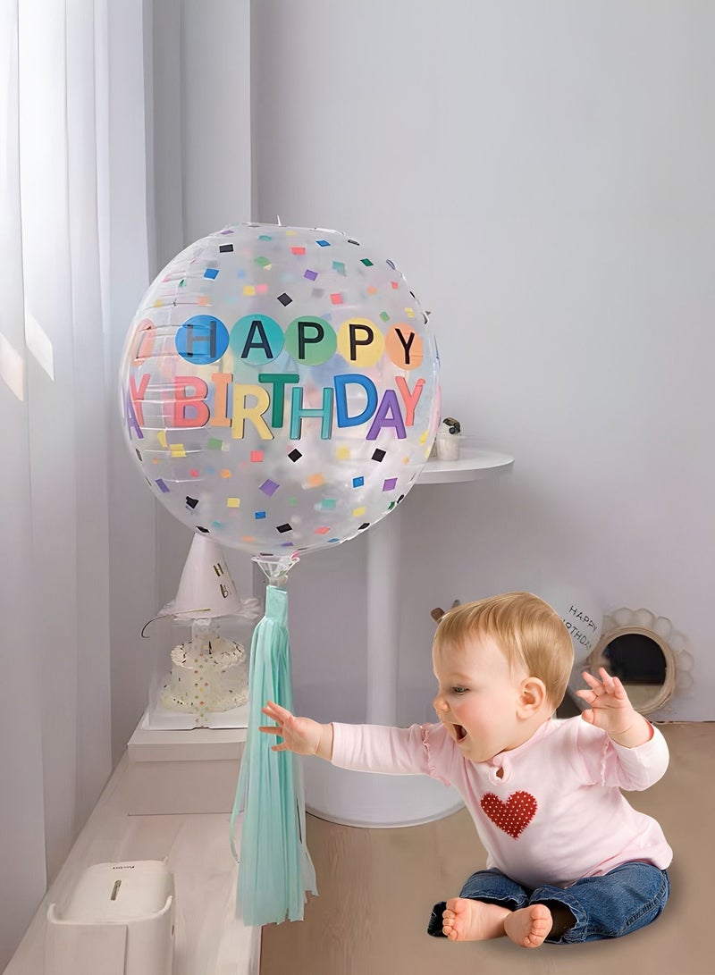 5 Pieces Large Happy Birthday Colorful 4D Balloons with 22 Inch Round Shaped Mylar Balloon for Birthday Party,Inflatable Balloons for Birthday Parties,Party Decorations Supplies