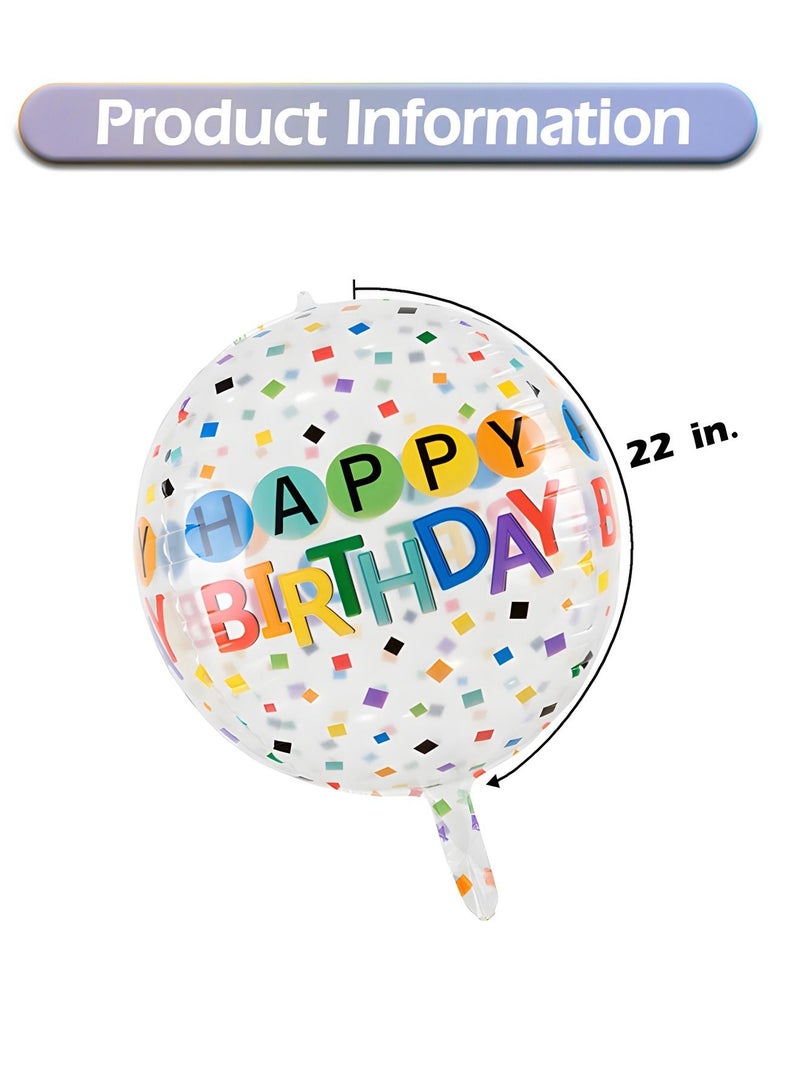 5 Pieces Large Happy Birthday Colorful 4D Balloons with 22 Inch Round Shaped Mylar Balloon for Birthday Party,Inflatable Balloons for Birthday Parties,Party Decorations Supplies