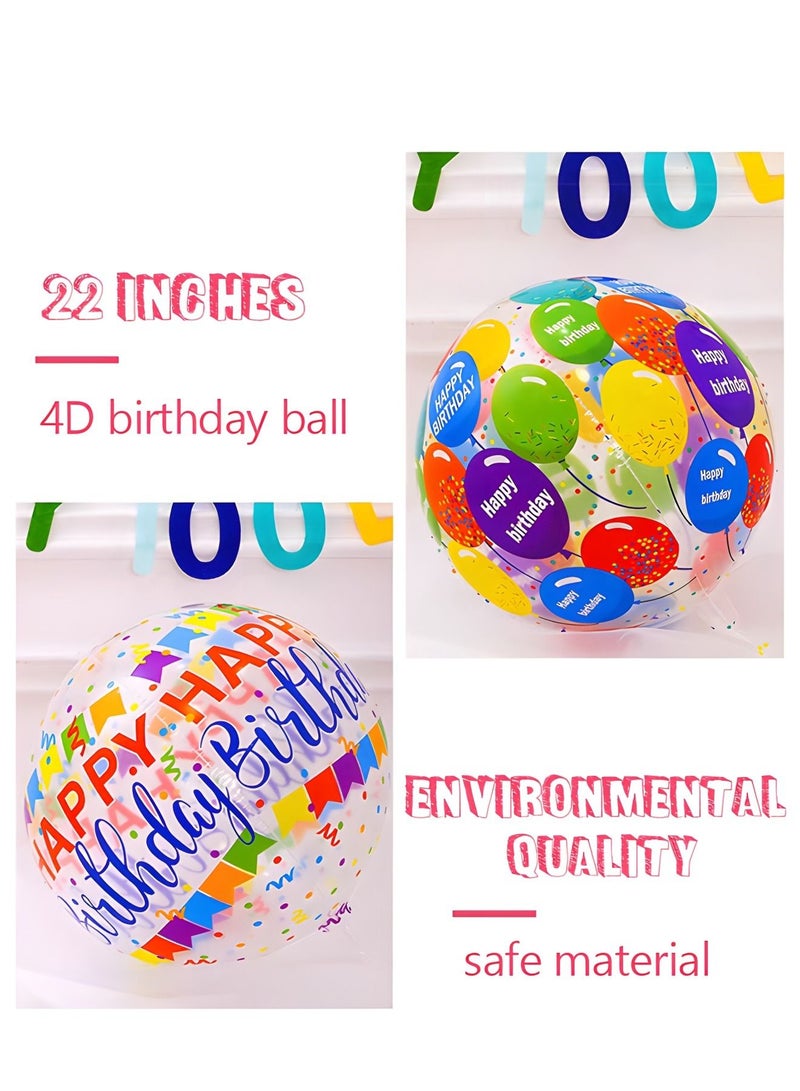 5 Pieces Large Happy Birthday Colorful 4D Balloons with 22 Inch Round Shaped Mylar Balloon for Birthday Party,Inflatable Balloons for Birthday Parties,Party Decorations Supplies