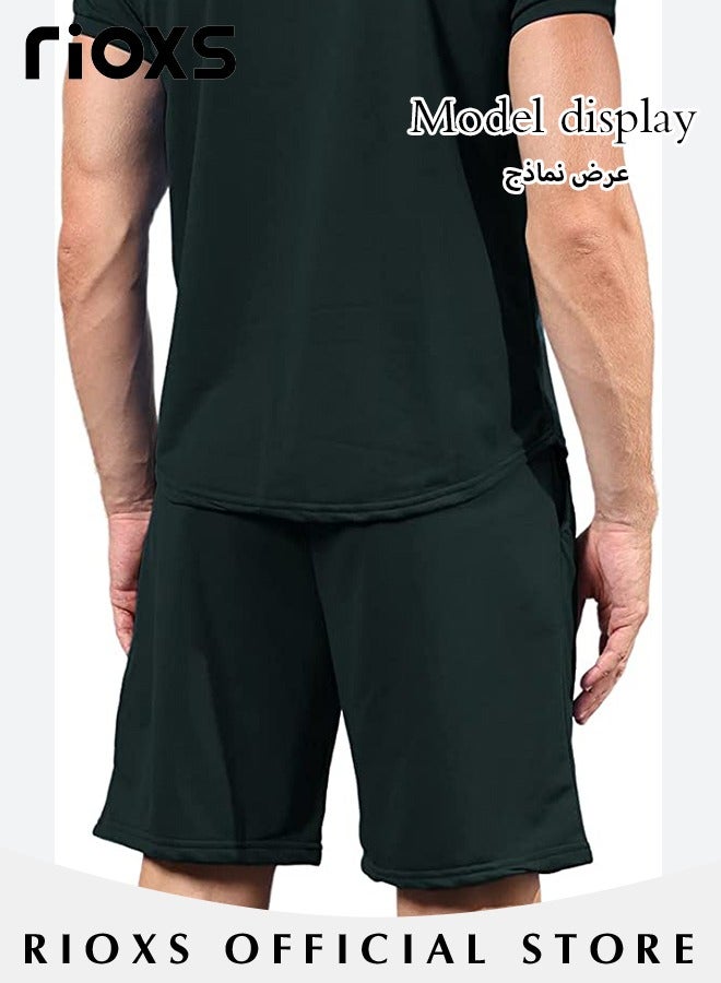 Men's 2 Piece Tracksuit Casual Loose Short Sleeve Tops And Shorts Set Fitness Sport Set For Running Jogging