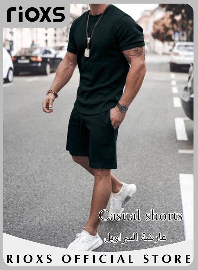 Men's 2 Piece Tracksuit Casual Loose Short Sleeve Tops And Shorts Set Fitness Sport Set For Running Jogging