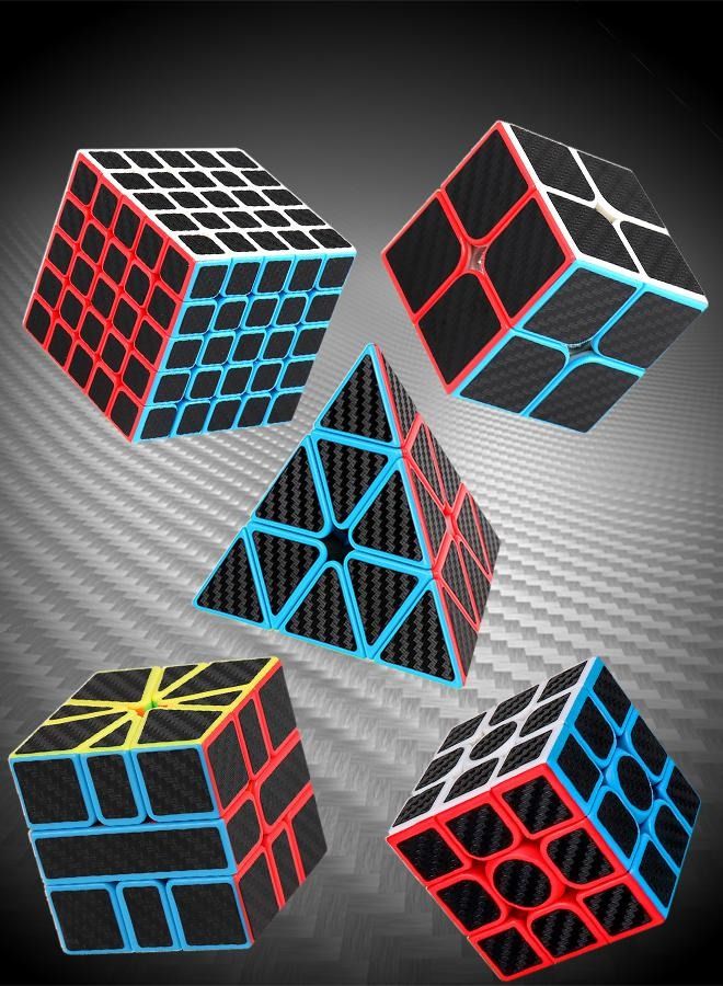 GROIC 5pcs Magic Cube Set 2x2 3x3 5x5 Pyramid Puzzle Easy Turning Toy Gift