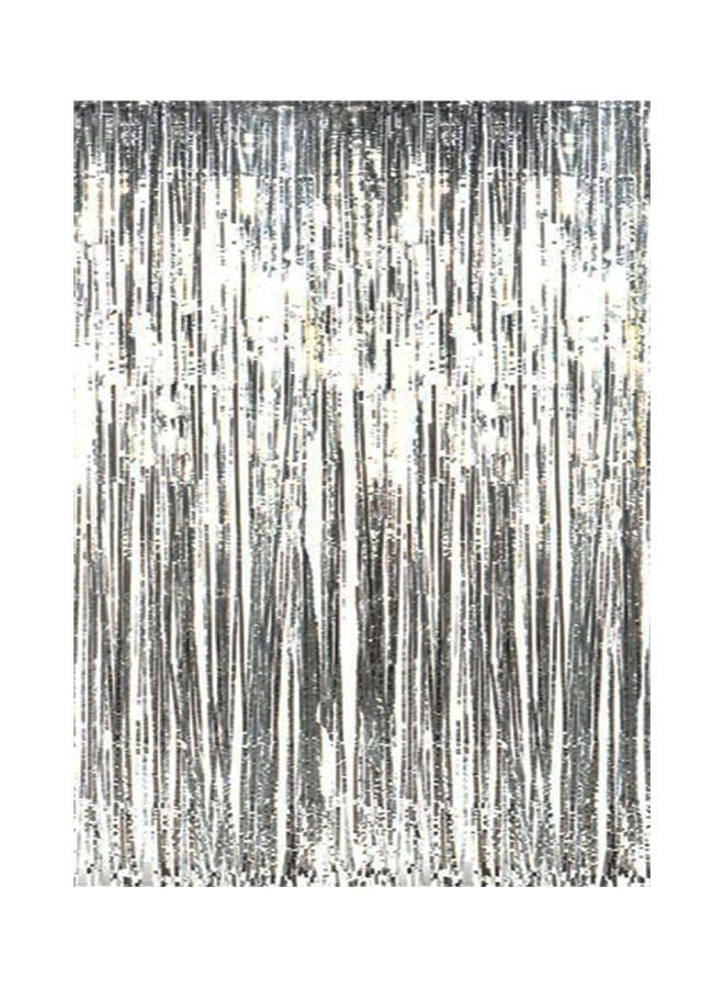 Pack Of 2 Metallic Silver Foil Curtain FLCNSR02