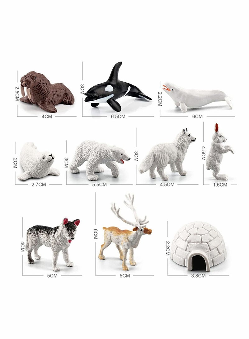 10Pcs Polar Animals Figurines, SYOSI Arctic Animal Toy Figurines Set, Realistic Models, Circle Ocean Sea Playset for Kids, Educational Toys