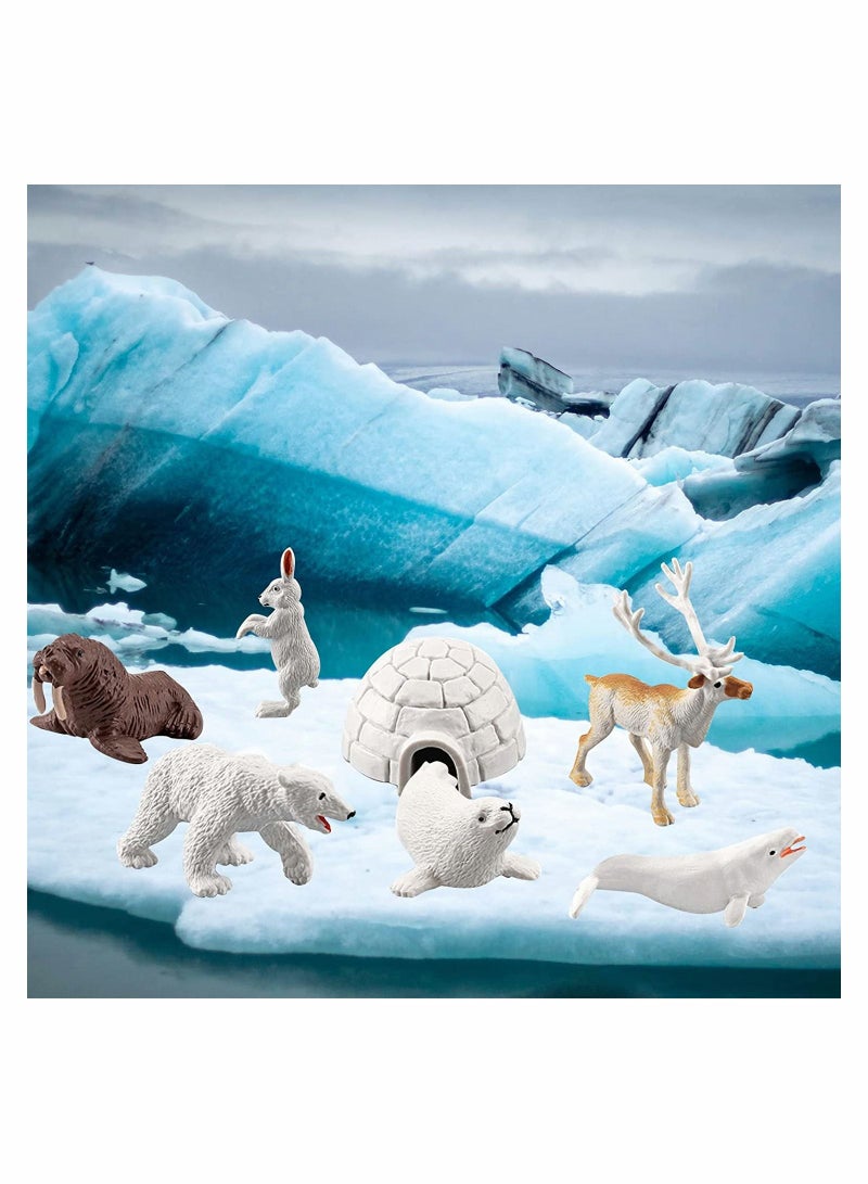 10Pcs Polar Animals Figurines, SYOSI Arctic Animal Toy Figurines Set, Realistic Models, Circle Ocean Sea Playset for Kids, Educational Toys