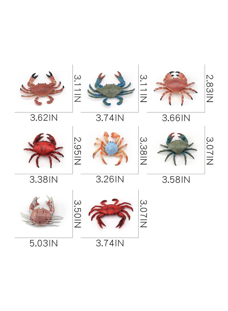 Marine Animal Model Ocean Sea Animals Figures 8 PCS Realistic Crab Figurines Party Hermit Family Favors Supplies Cake Toppers Set Toys for Boys