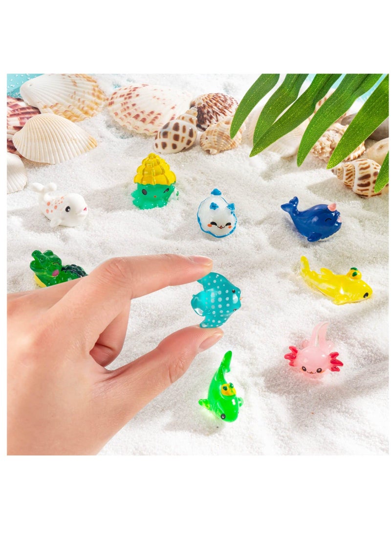 SYOSI, 30Pcs Ocean Themed Mini Resin Animals Figures, Tiny for Fish Tank, Micro Landscape Aquarium, Birthday Party and Sea