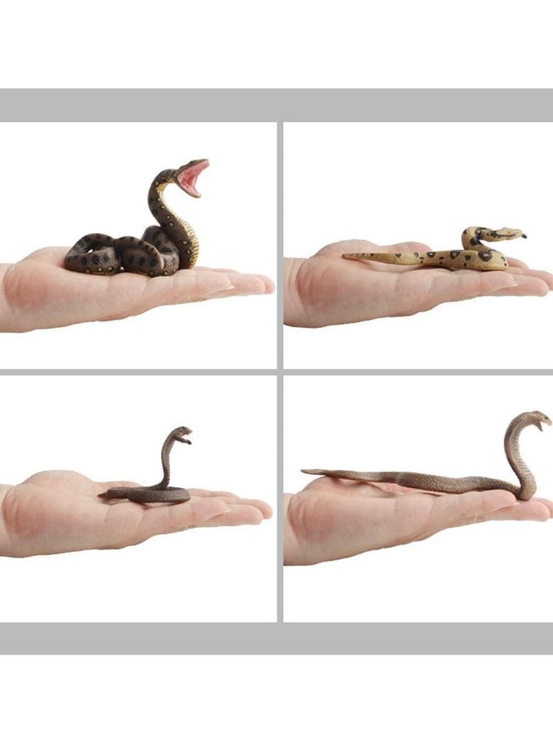 Realistic Wild Life, 4Pcs Action Model Lifelike Snake Toy Figurines Prank Props Stress Relif Toys Educational Birthday Gift for Kids