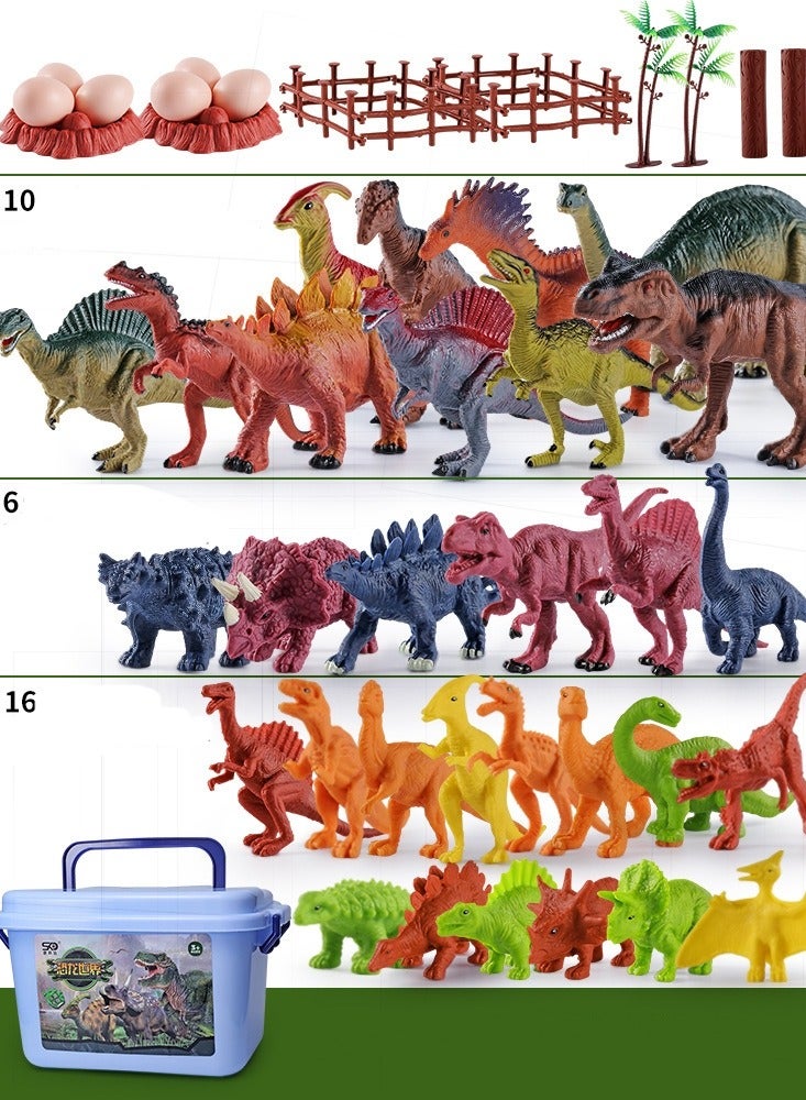 52-Piece Dinosaur Toys with Dinosaur Figures, Creating A Dino World Including T-rex, Triceratops Etc