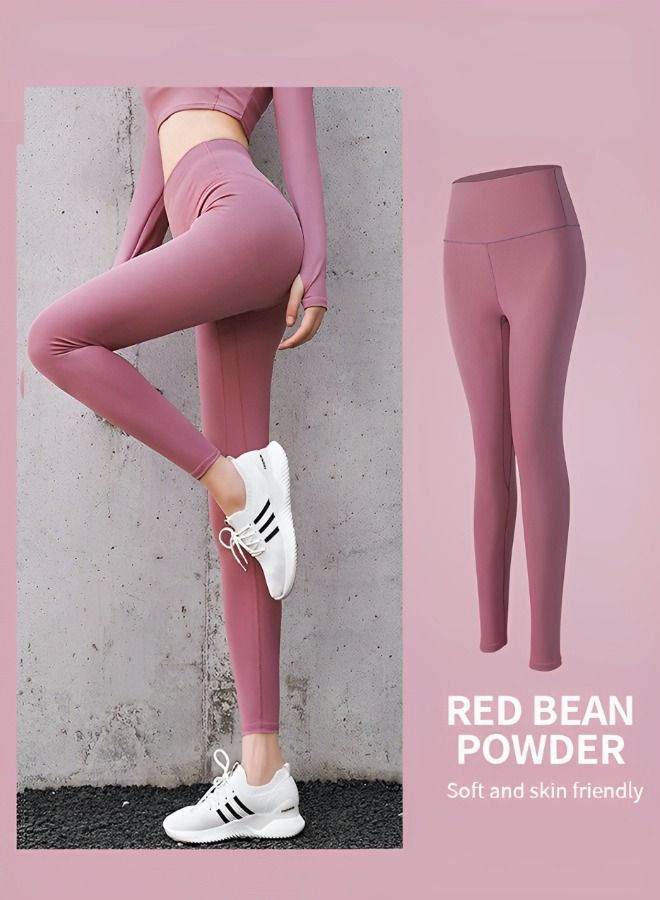 Women's 2 Piece Tracksuit Workout Outfits Workout Sets, High Waist Leggings and Short Sleeve Yoga Active-wear Matching Gym Clothing Set Pink Size M