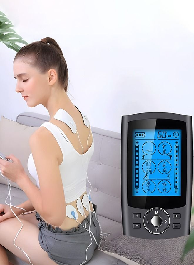 24 Modes Dual Channel Tens Unit Electro Muscle Stimulator Rechargeable Pulse Massager with Electrodes 10 Pads  20 Levels for Neck Back Arms Chronic Pain Relief Body Building