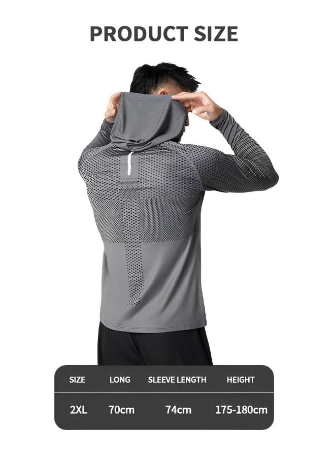 Men's Sun Protection Long Sleeve T-Shirt Performance Running Shirts with hood,Gym Workout Active Long Sleeve Pullover Lightweight Hoodie Casual Hooded Sweatshirts