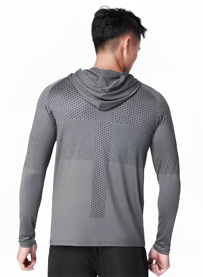 Men's Sun Protection Long Sleeve T-Shirt Performance Running Shirts with hood,Gym Workout Active Long Sleeve Pullover Lightweight Hoodie Casual Hooded Sweatshirts