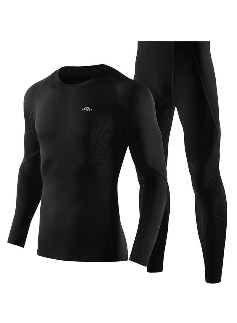 2-Piece Fitness Gym Sports Protective Shirt And Pant Set L