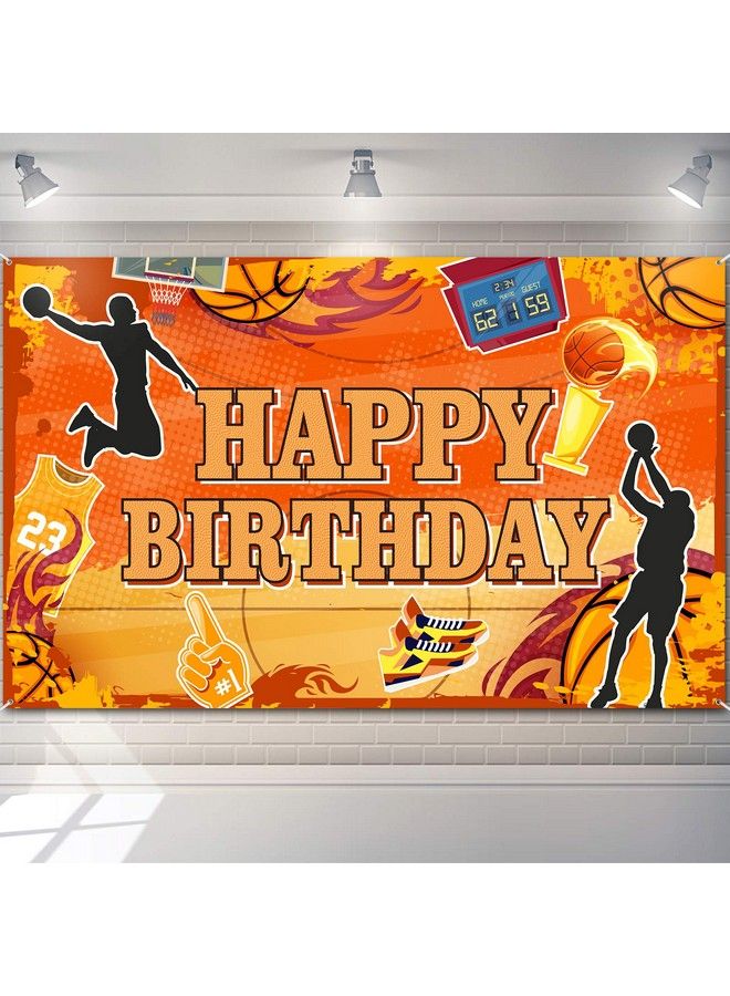 Basketball Happy Birthday Backdrop Banner Basketball Theme Party Decoration Sports Theme Birthday Photography Background Supplies Basketball Court Stars Photo Booth Props For Kids Boys Birthday Party