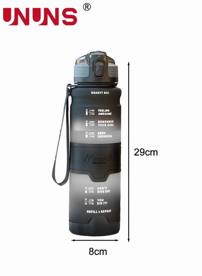 Motivational Sports Water Bottle,34oz Sports Water Bottle With Time Marker,Tritan,BPA Free,Portable Sport Water Bottle