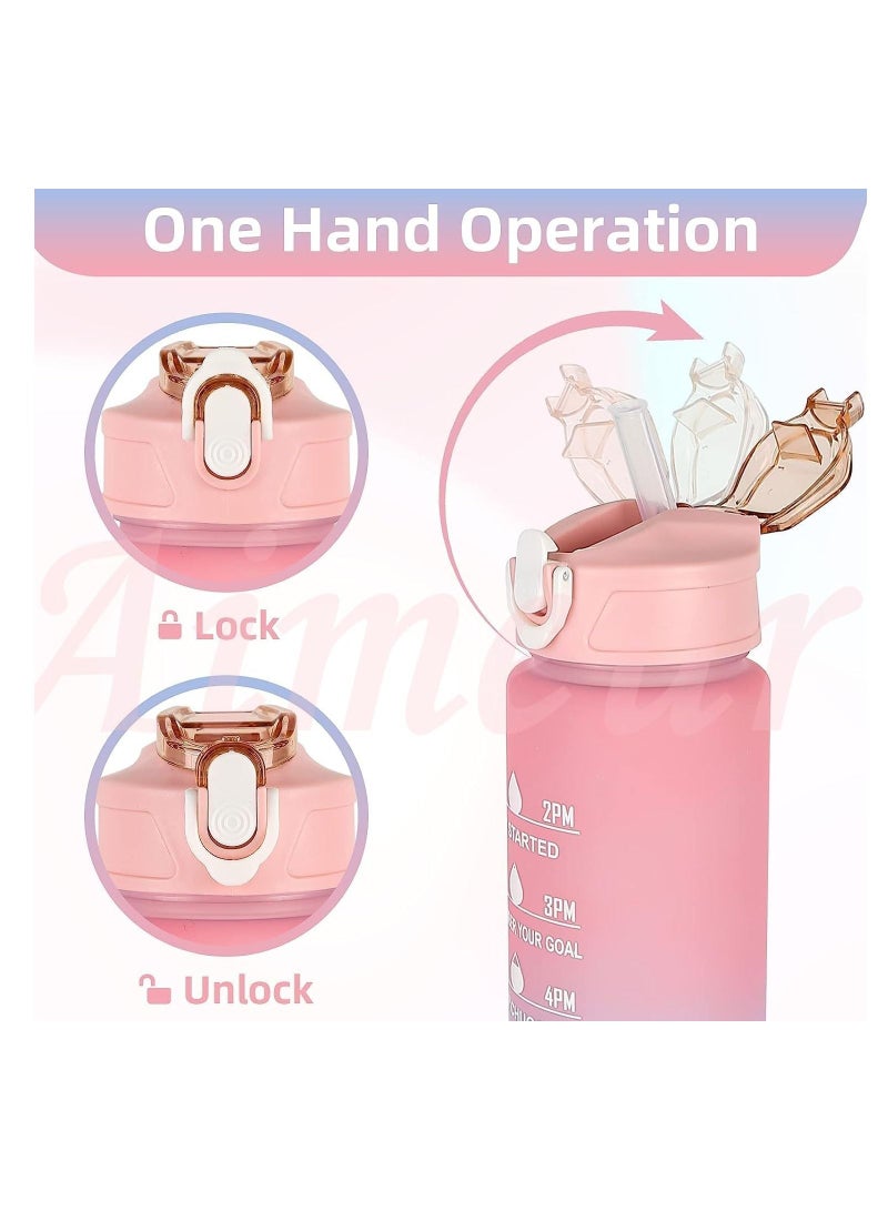 Sports Water Bottles Set of 3 2000ml+900ml+500ml BPA Free Motivational Sports Water Bottle