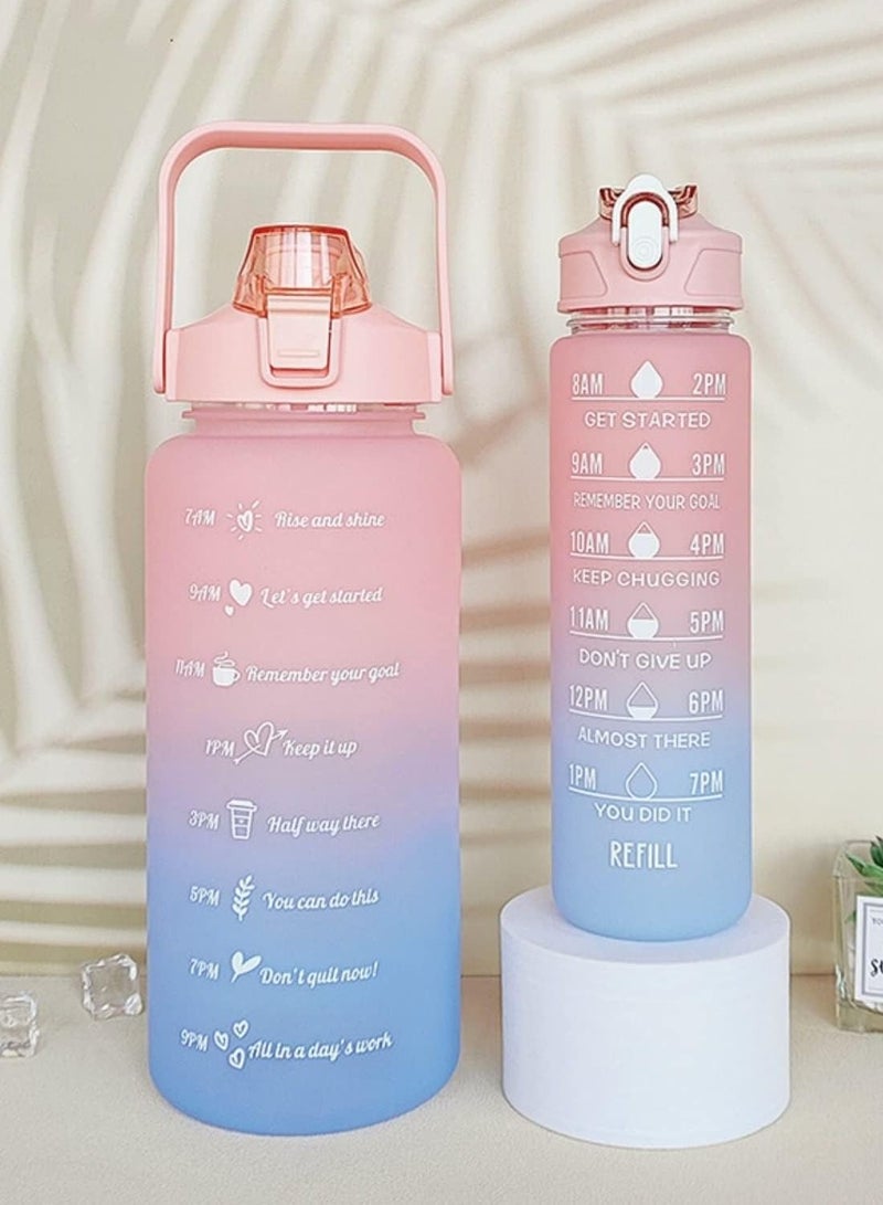 Sports Water Bottles Set of 3 2000ml+900ml+500ml BPA Free Motivational Sports Water Bottle