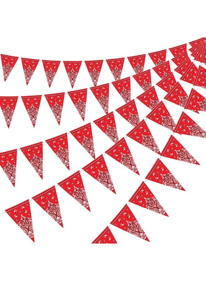 5 Pack Bandana Pennant Banner Cowboy Themed Party Decoration For Wild West Party Western Cowboy Themed Party Supplies 7.4 X 10.8 Inch (Red)