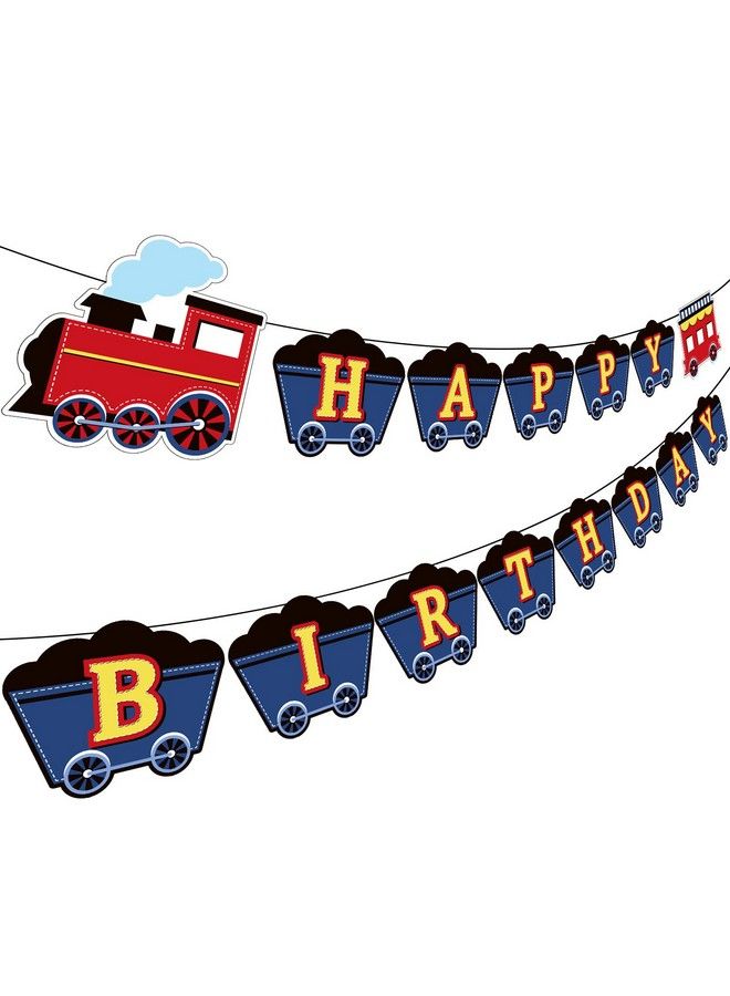 Train Birthday Party Banner Decorations Railroad Steam Train Happy Birthday Sign Transportation Vehicle Party Garland Supplies