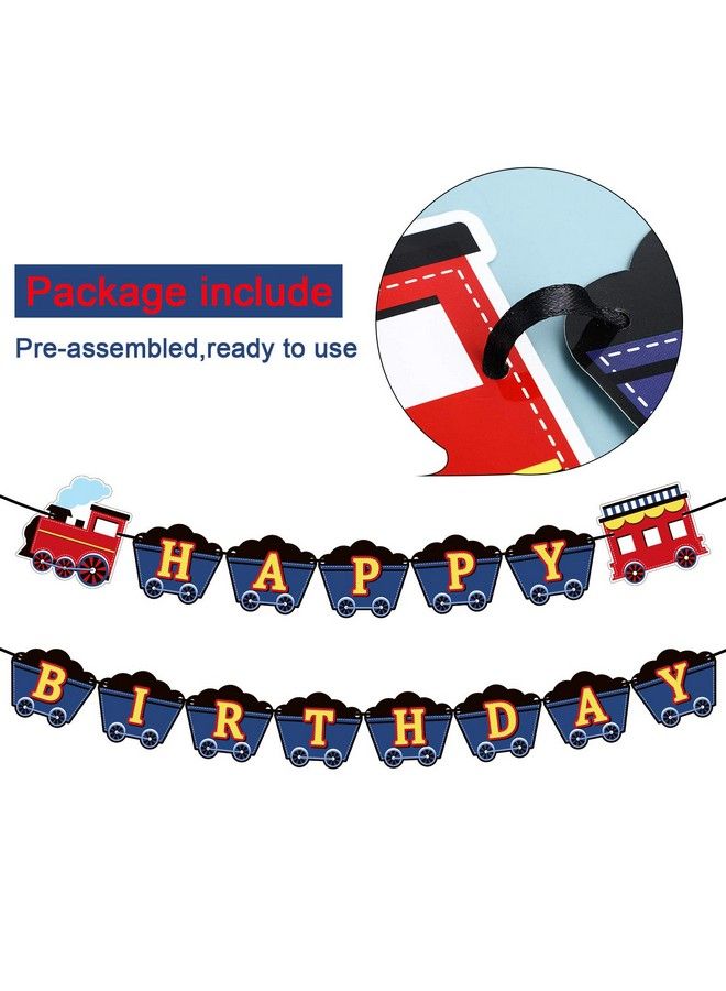Train Birthday Party Banner Decorations Railroad Steam Train Happy Birthday Sign Transportation Vehicle Party Garland Supplies