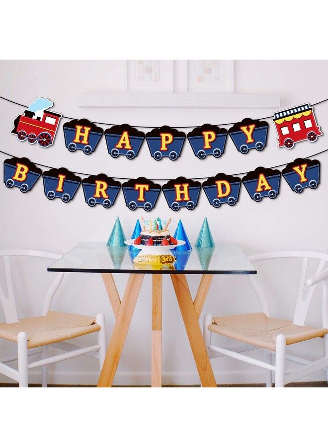 Train Birthday Party Banner Decorations Railroad Steam Train Happy Birthday Sign Transportation Vehicle Party Garland Supplies