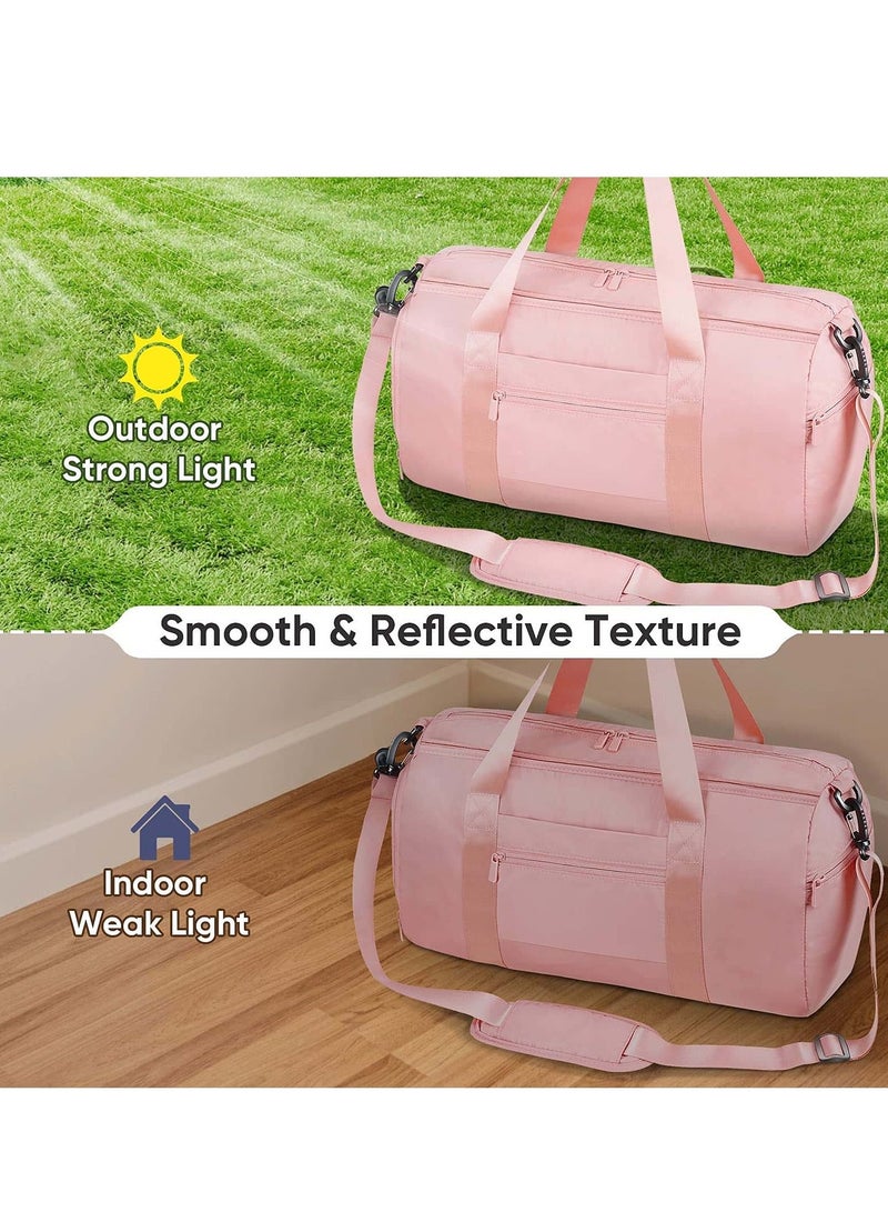 Gym Bag for Women and Men, Dry Wet Separation Sports Sling Bag with Shoe and Wet Clothes Compartments, Waterproof Duffle Bag Lightweight Carryon Gym Bag (Pink)