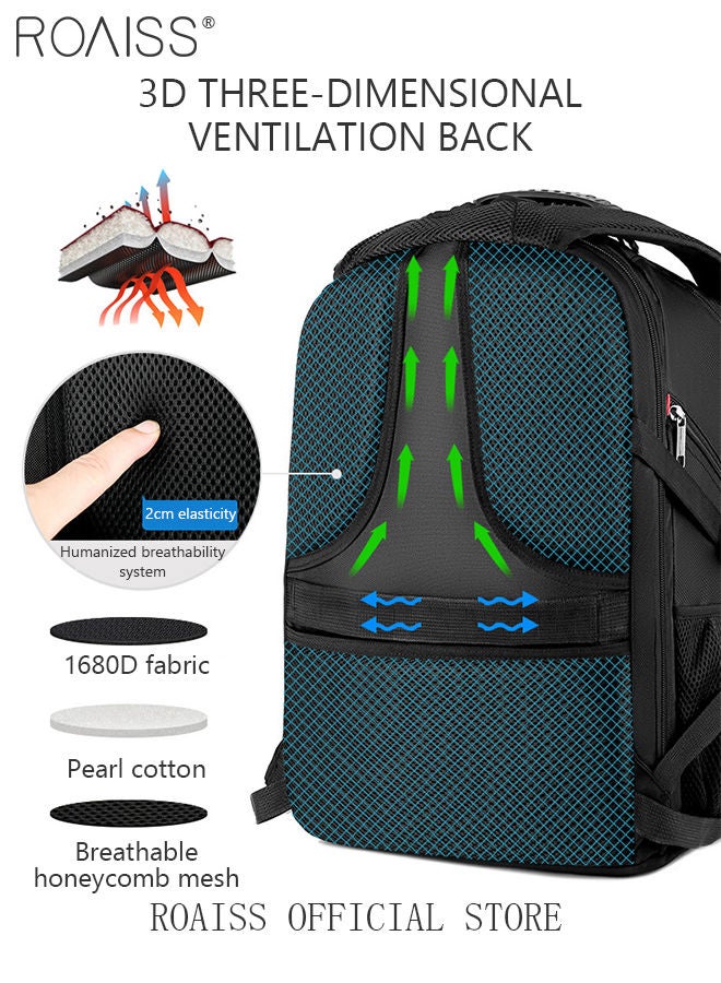 Multifunction Waterproof Backpack with USB Port Waterproof 1680D Nylon School Bag for Men Work Travel Flight Business Commuter 15.6