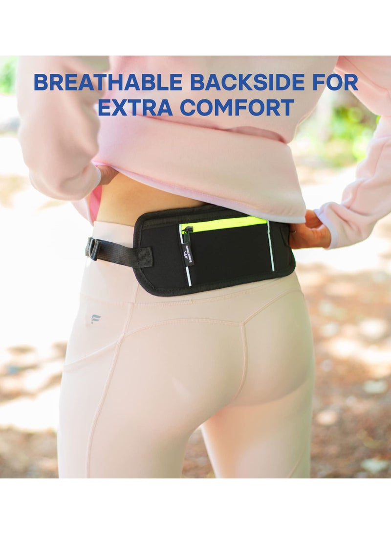 Running Belt WaistPacks, Waistbelt for Phone & Money Holder With Reflector Strips Bungee Belts with Pockets for Running Hiking Cycling Workout Jogging