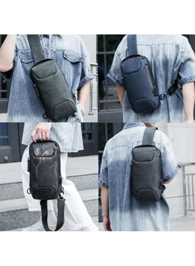 Crossbody Sling Bag,Body Chest Sling Shoulder Bag for Men Women Casual Shoulder Backpack Bag, Waterproof Leather Chest Casual Daypack with Usb Charging Port