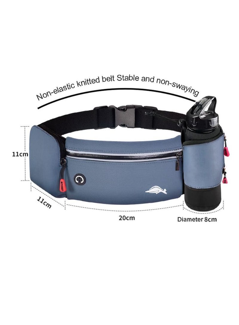 Running Belt Bag, Running Belt Bag with Foldable Water Bottle Holder, Running Phone Holder for Women and Men, Water Resistant and Non Bouncing, Perfect for Running, Cycling and Walking