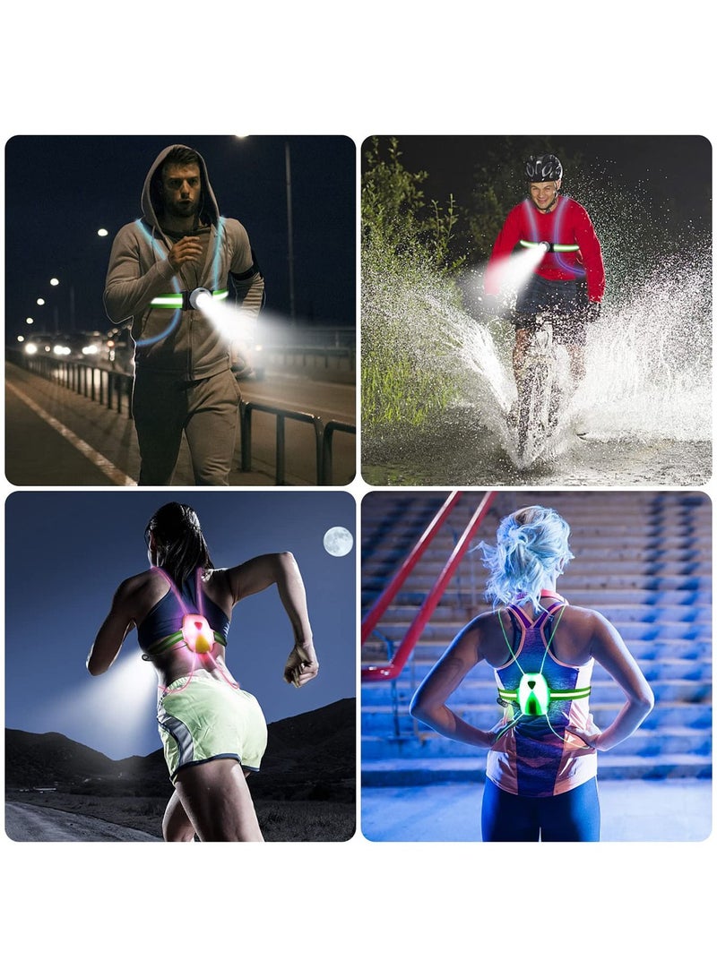 LED Reflective Running Vest with High Visibility Front Safety Light, 6 Bright Colors Lights for Runners, USB Rechargeable Accessories Men/Women Running, Walking, Cycling