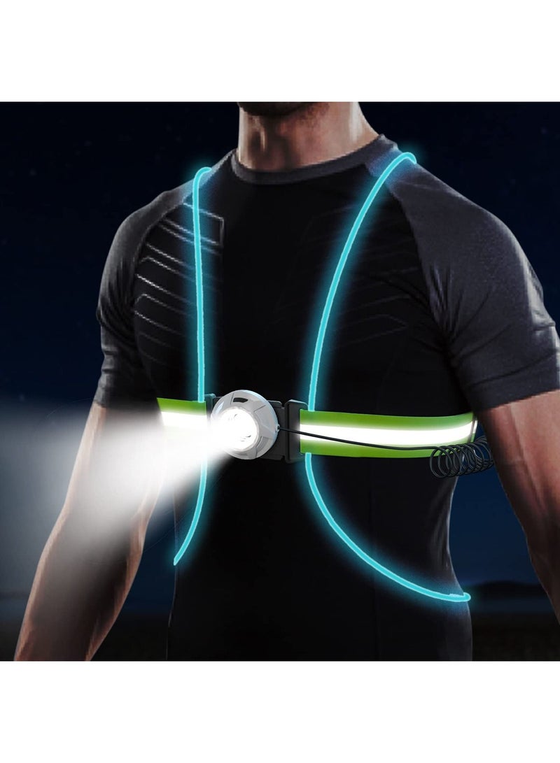 LED Reflective Running Vest with High Visibility Front Safety Light, 6 Bright Colors Lights for Runners, USB Rechargeable Accessories Men/Women Running, Walking, Cycling