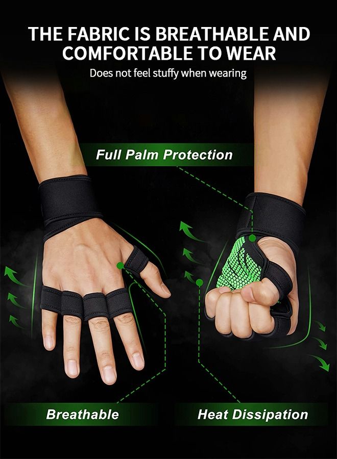 Ventilated Workout Gloves Weight Lifting Gloves, Shock Absorbing Silicone Padded Weight Lifting Gym Gloves with Elastic Wrist Wraps and Open Back for Fitness, Cycling