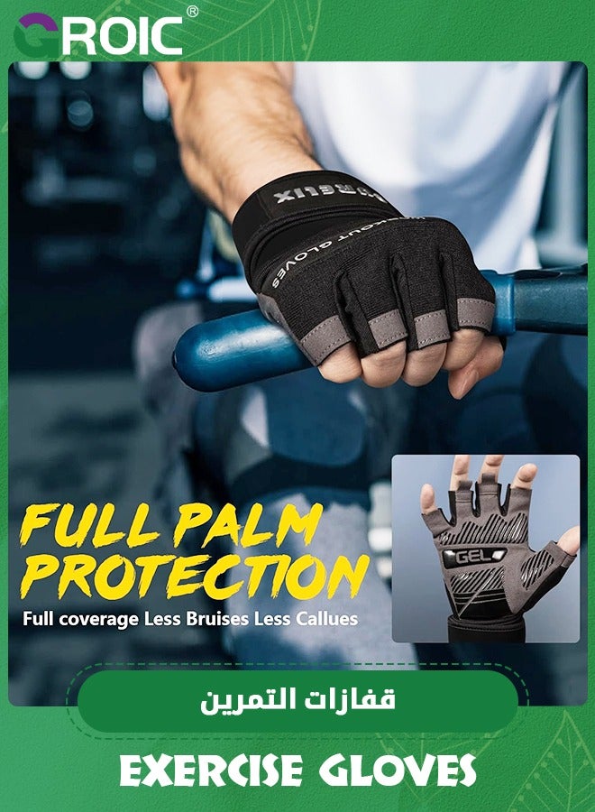 Workout Gloves for Men & Women Weight Lifting Gloves with Wrist Wraps Support for Gym Training, Fitness, Hanging, Pull ups. Ultra Ventilated, Full Palm Protection