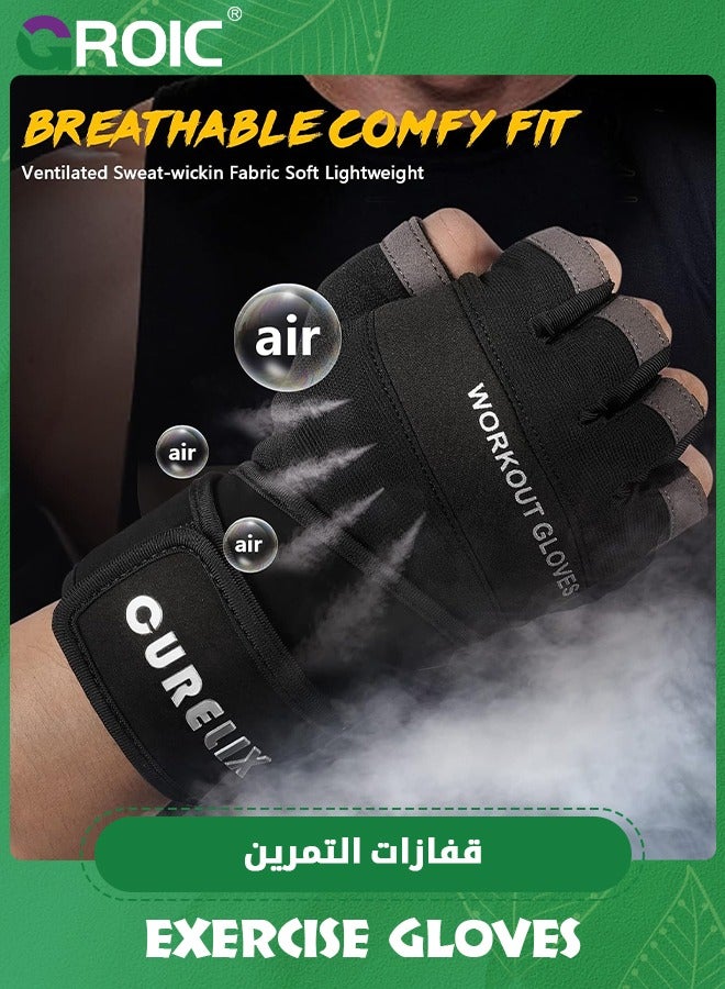 Workout Gloves for Men & Women Weight Lifting Gloves with Wrist Wraps Support for Gym Training, Fitness, Hanging, Pull ups. Ultra Ventilated, Full Palm Protection