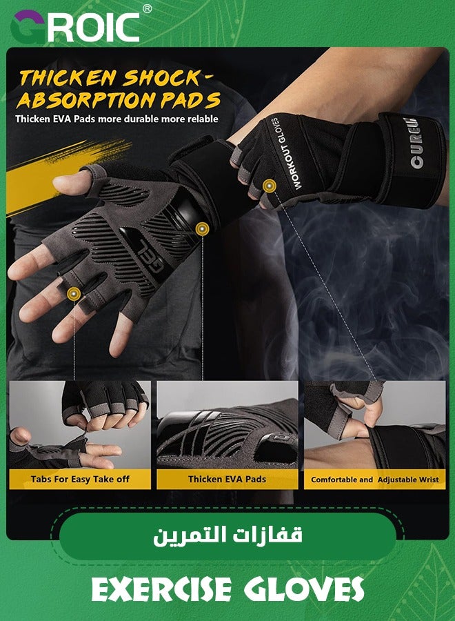 Workout Gloves for Men & Women Weight Lifting Gloves with Wrist Wraps Support for Gym Training, Fitness, Hanging, Pull ups. Ultra Ventilated, Full Palm Protection