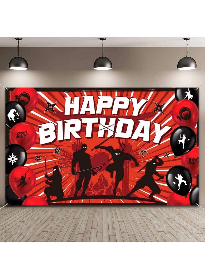 Ninja Themed Birthday Party Supplies Ninja Party Favors Decorations Warrior Birthday Banner Ninja Birthday Backdrop For Boys Happy Birthday Wall Hanging 70.8 X 43.3 Inch