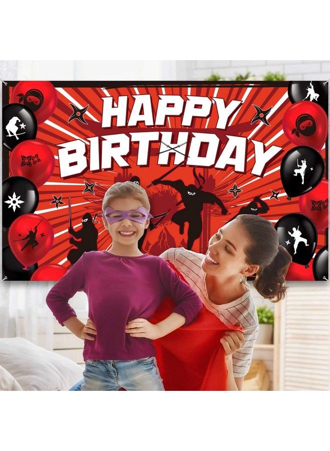 Ninja Themed Birthday Party Supplies Ninja Party Favors Decorations Warrior Birthday Banner Ninja Birthday Backdrop For Boys Happy Birthday Wall Hanging 70.8 X 43.3 Inch