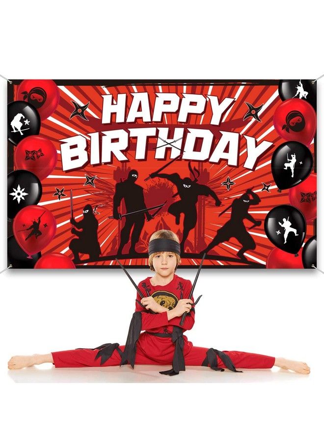 Ninja Themed Birthday Party Supplies Ninja Party Favors Decorations Warrior Birthday Banner Ninja Birthday Backdrop For Boys Happy Birthday Wall Hanging 70.8 X 43.3 Inch
