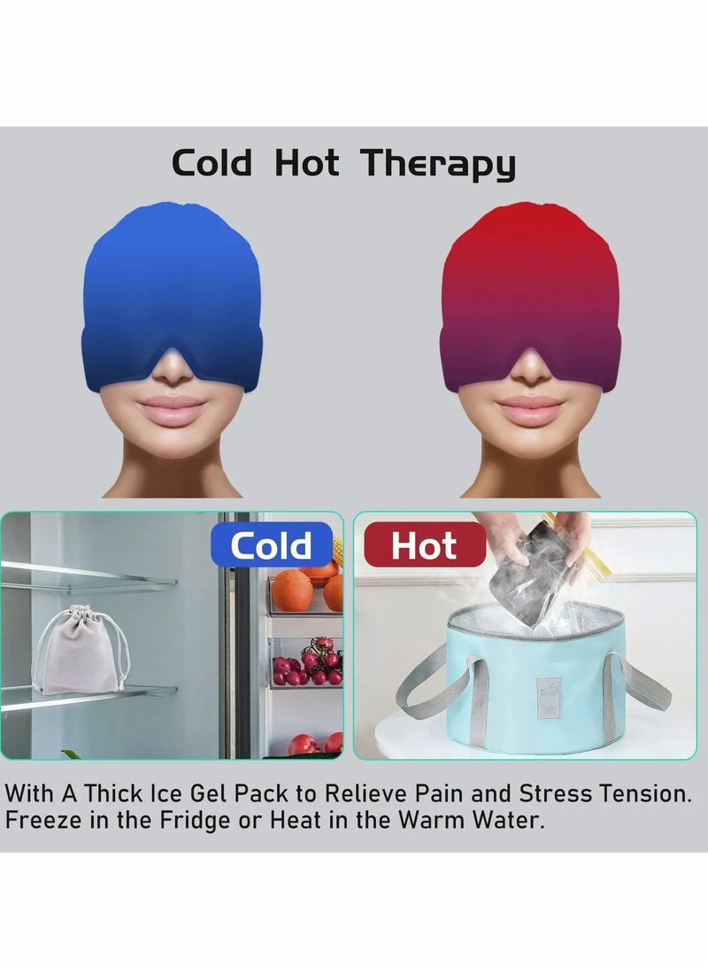 Migraine Ice Head Wrap, Form Fitting Gel Headache Relief Hat, Cold Therapy Cap Pack Mask, Compress for Tension, Sinus Stress, Black