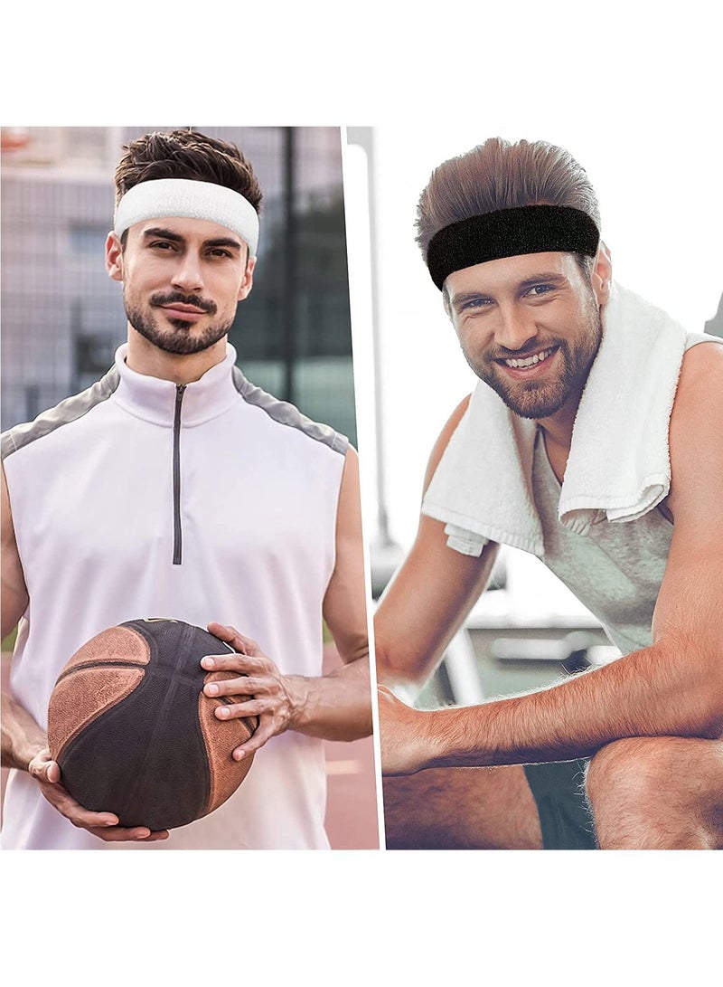 Sports Headband for Men & Women - Moisture Wicking Athletic Cotton Terry Cloth Sweatband Tennis, Basketball, Running, Gym, Working Out（3 Pack）