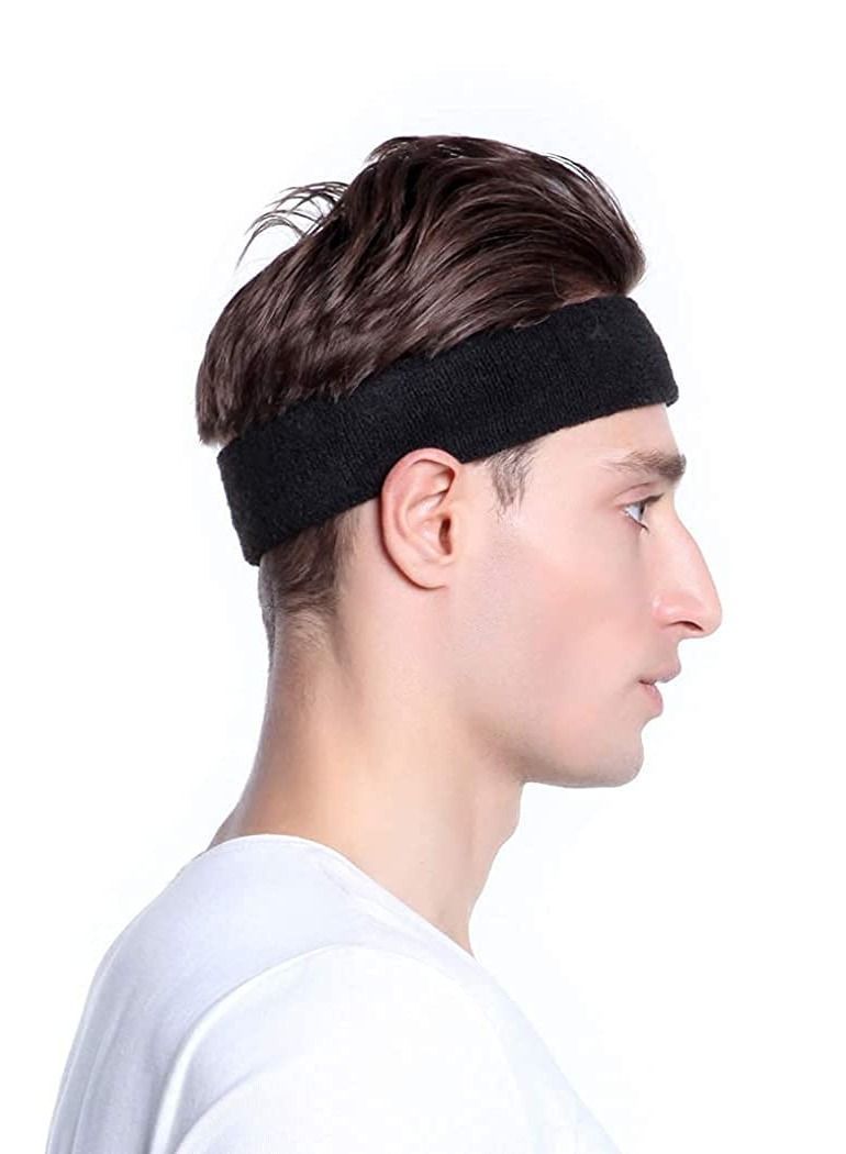 Sports Headband for Men & Women - Moisture Wicking Athletic Cotton Terry Cloth Sweatband Tennis, Basketball, Running, Gym, Working Out（3 Pack）