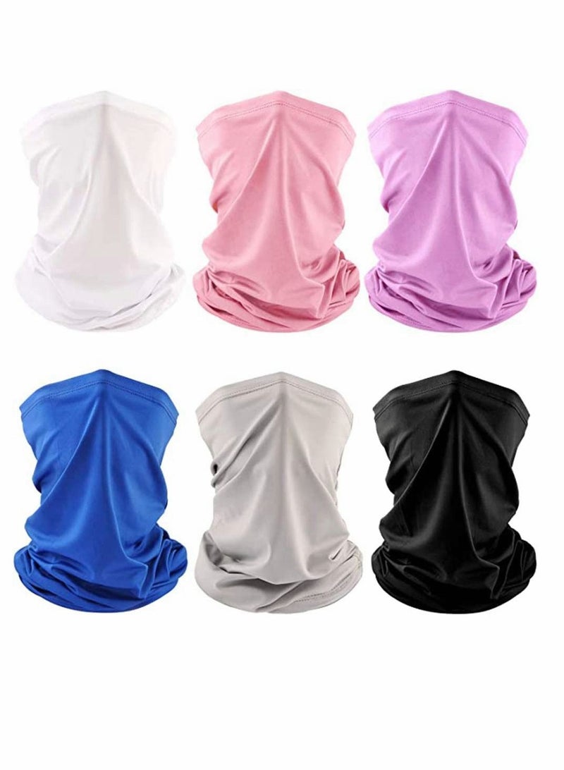 Neck Gaiter Face Scarf Mask 6 PCS Man Women Outdoor Sun UV Protection Windproof Sunscreen Breathable Bandana Balaclava Dust for Fishing Hiking Running Cycling